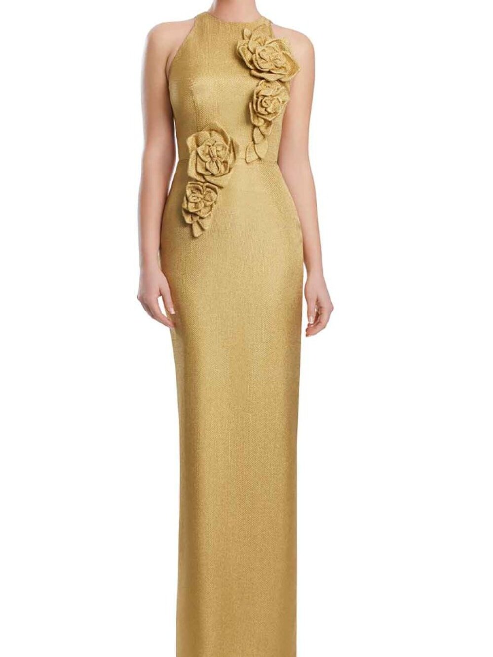 NWT Alexander by Daymor 3200S26 Floral Applique Formal Gown Gold size 6